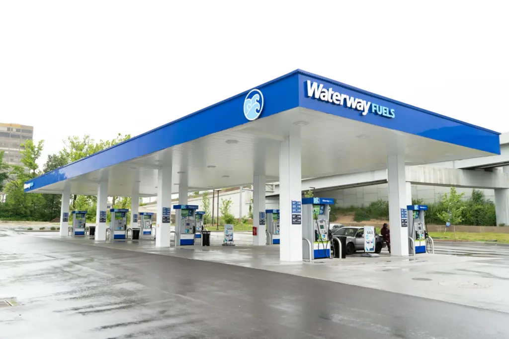 Waterway Fuels gas station with multiple gas station pumps